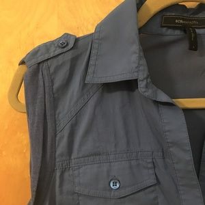 Blue Collared Tank Top with Sheer Back